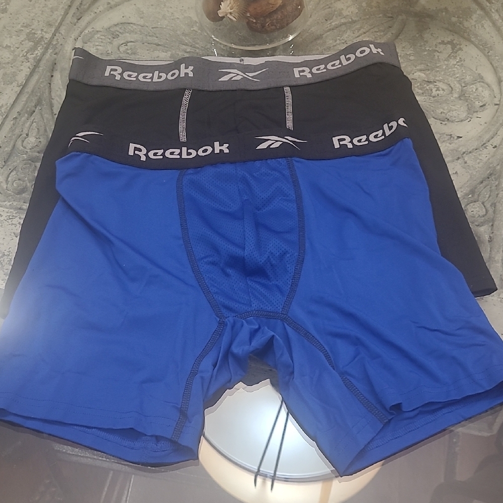Reebok Black and Blue Performance Boxer Briefs Set Of Two New Medium